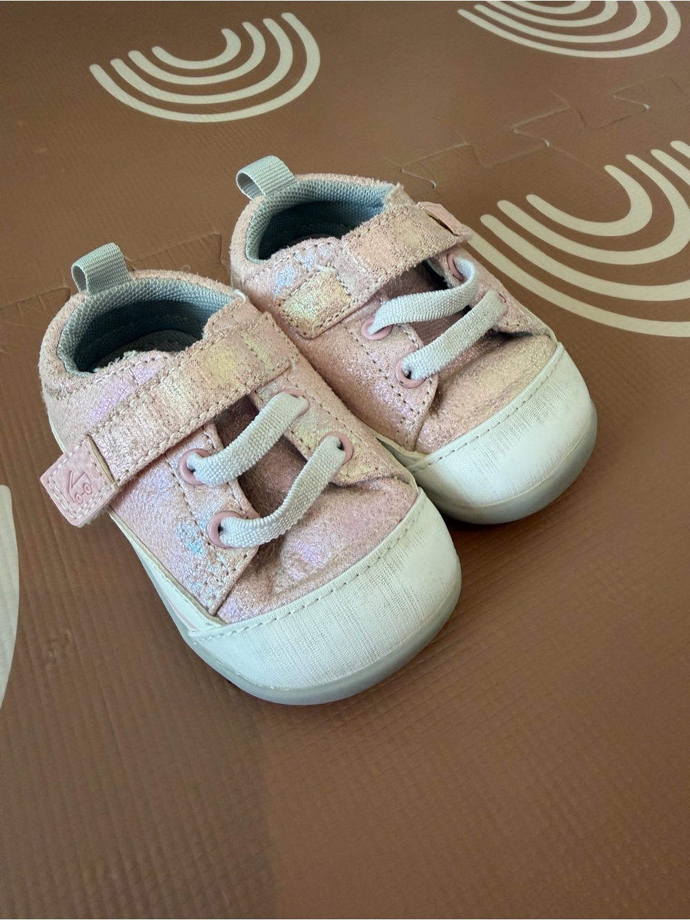 See Kai Run Pink Glitter Toddler Sneakers with Hook-and-Loop Strap